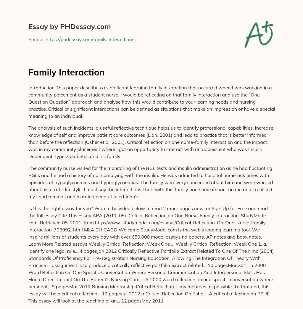 Family Interaction essay