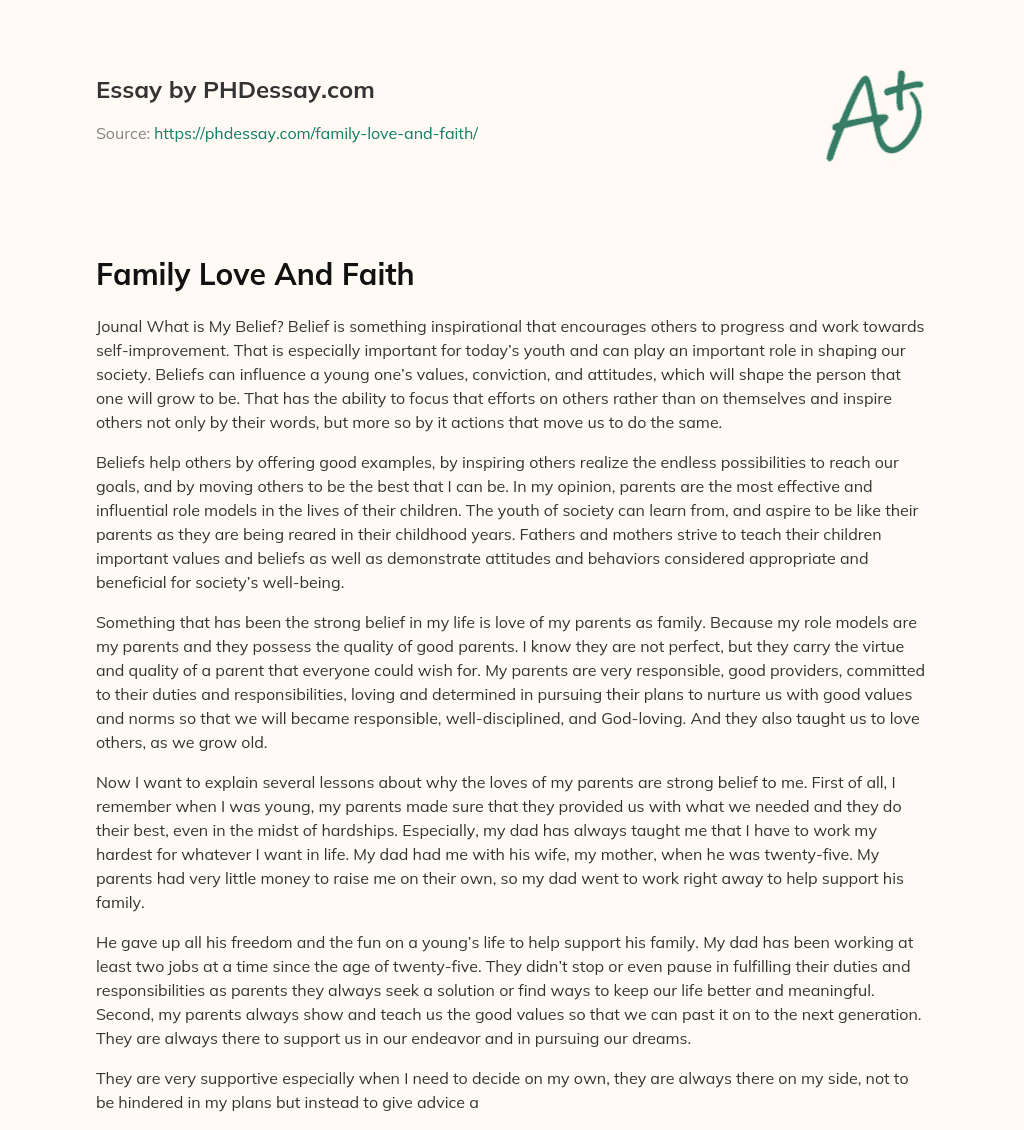 Family Love And Faith essay