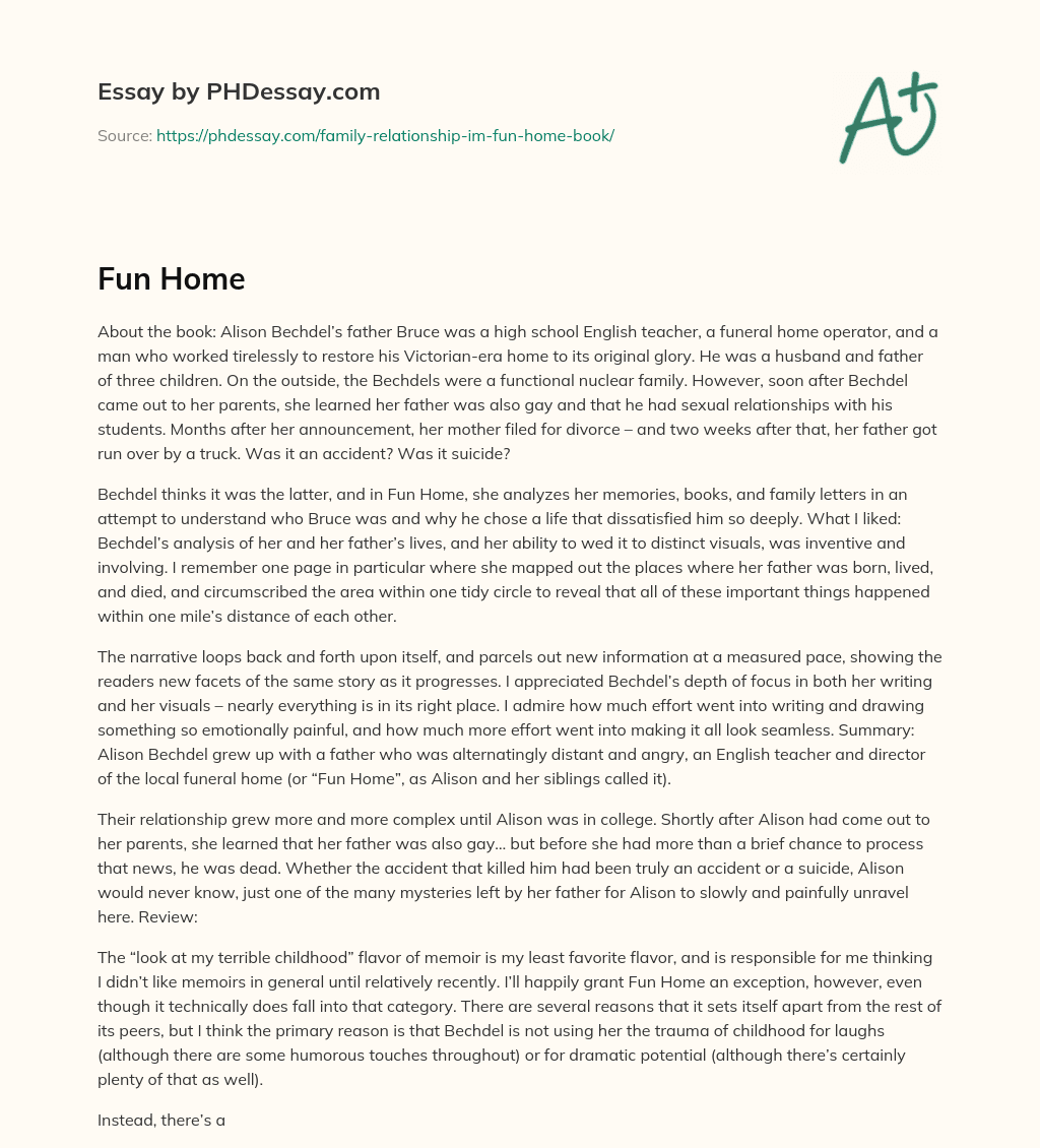 Fun Home: A Graphic Memoir of Family Dysfunction and Secrets essay