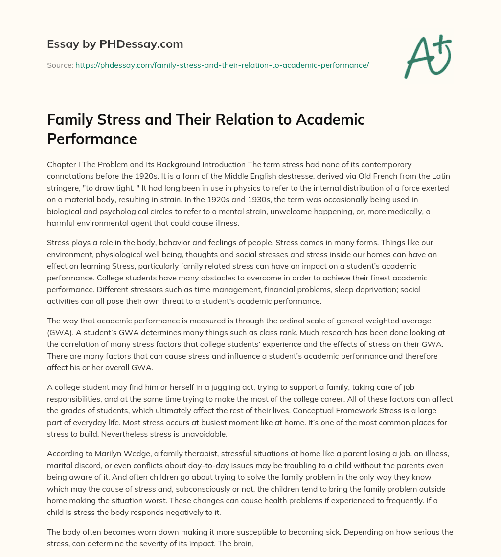 essay about family stress