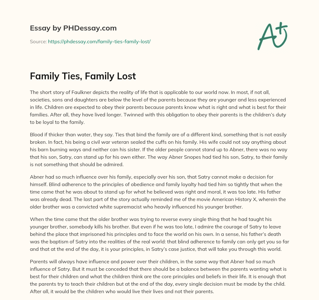 essay about family ties