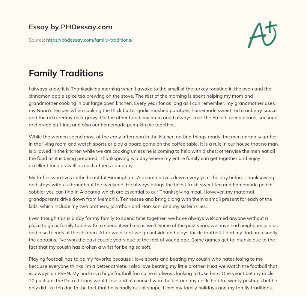 Family Traditions essay