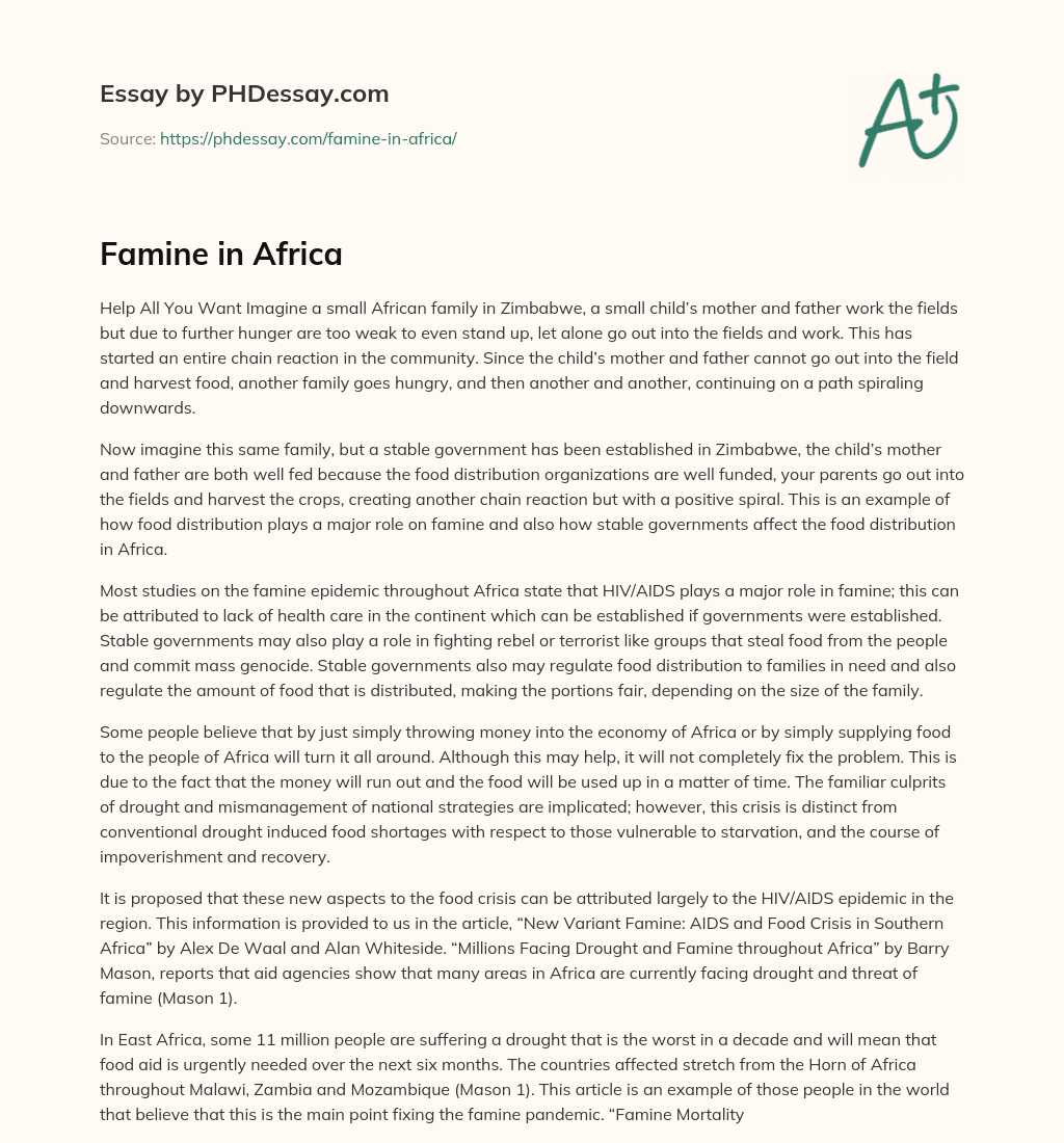 Famine in Africa essay
