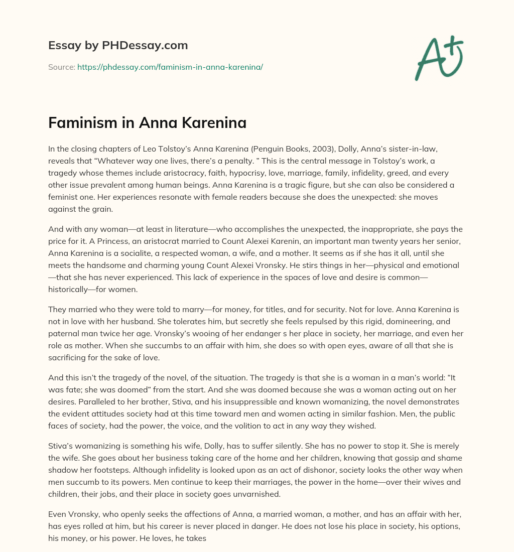 Faminism in Anna Karenina essay