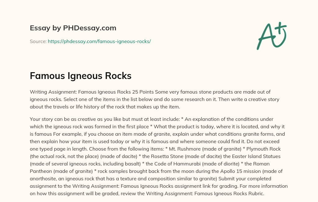 Famous Igneous Rocks essay