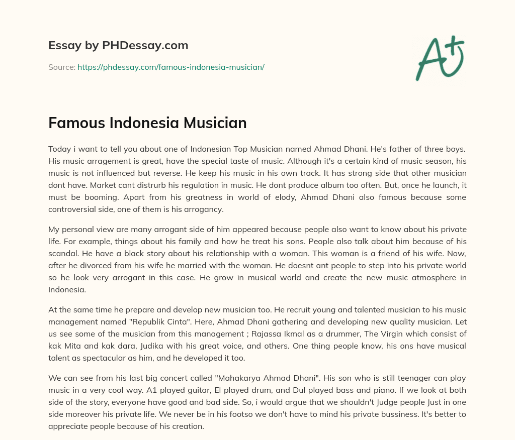 Famous Indonesia Musician essay