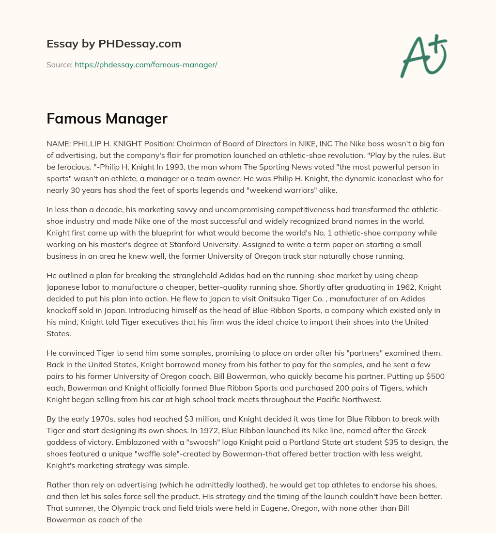 Famous Manager essay
