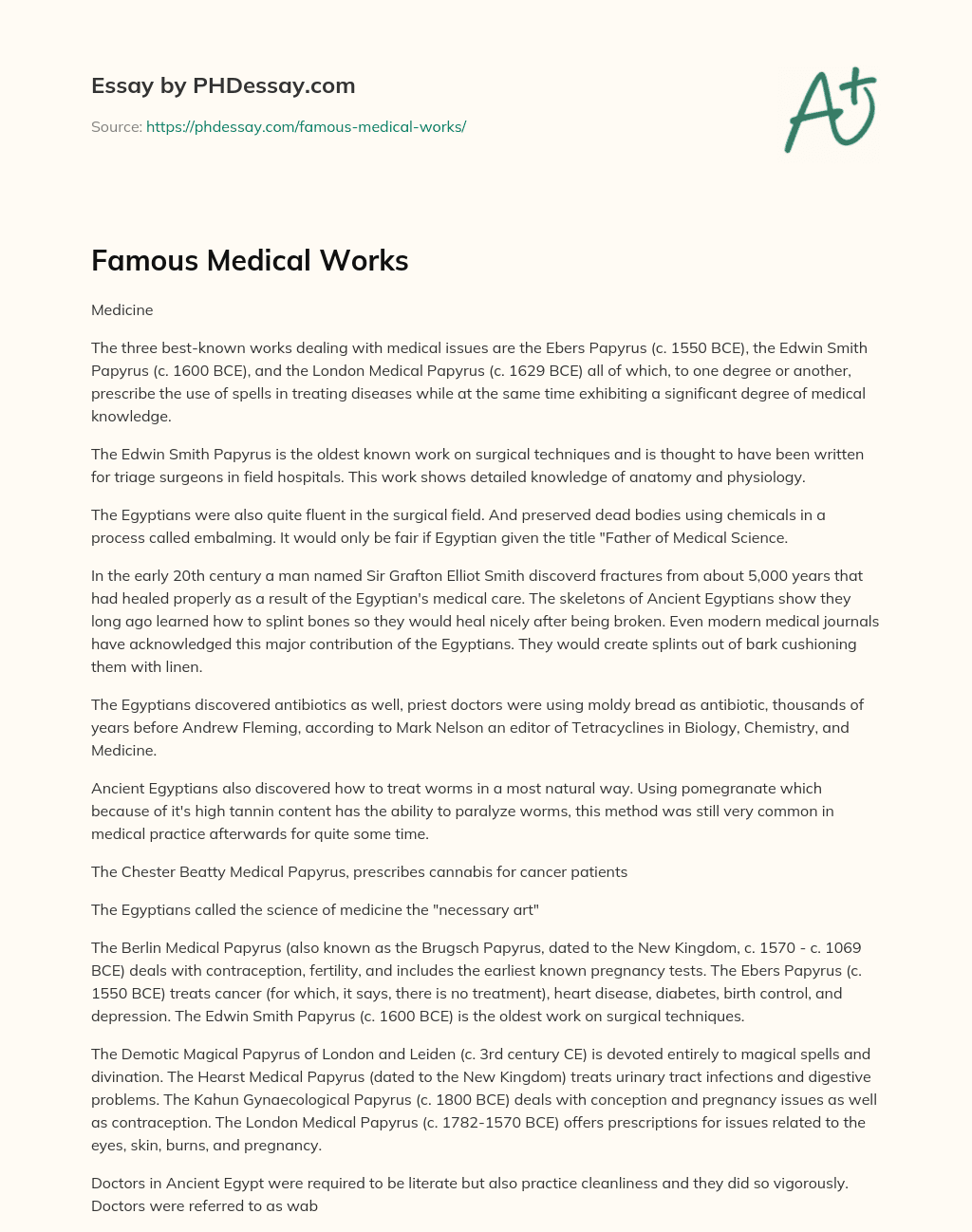 Famous Medical Works essay