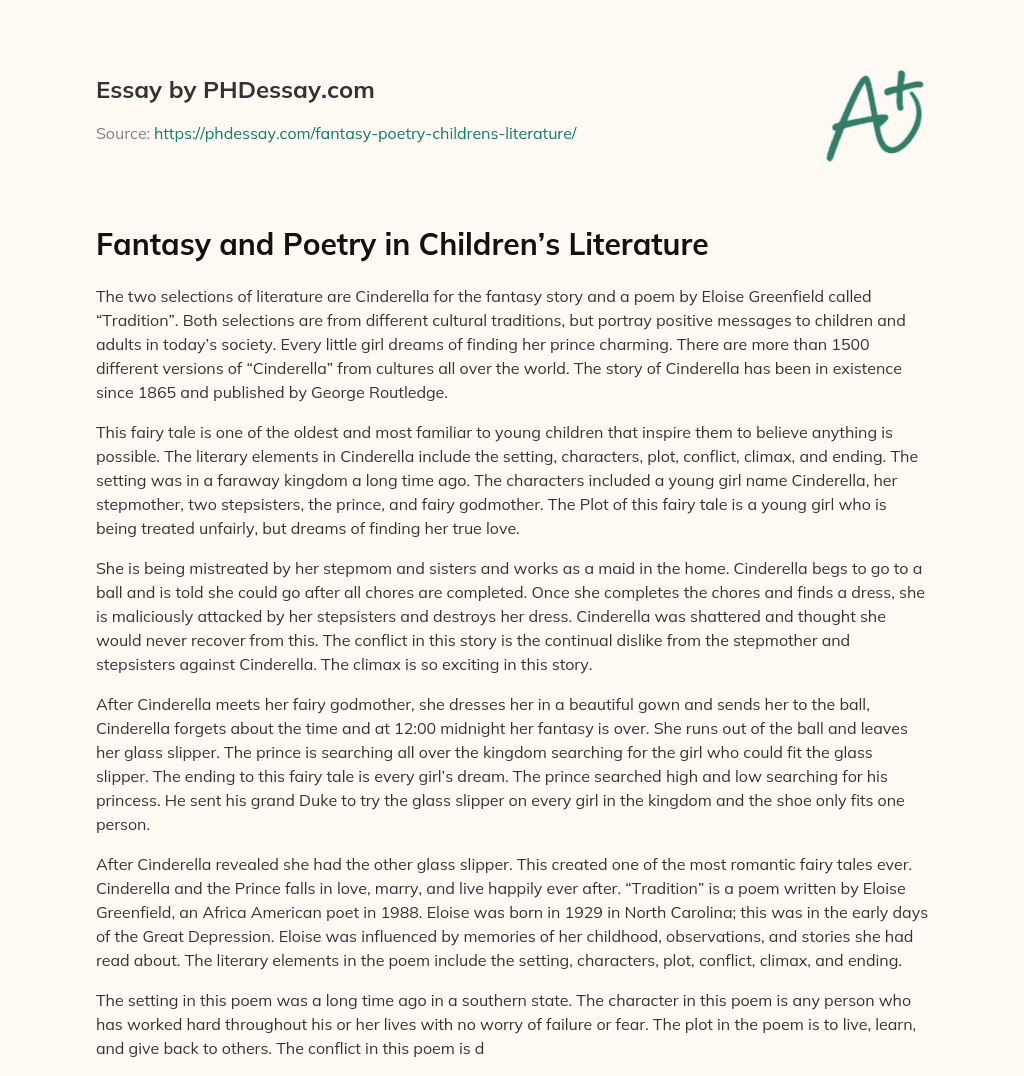Fantasy and Poetry in Children’s Literature essay
