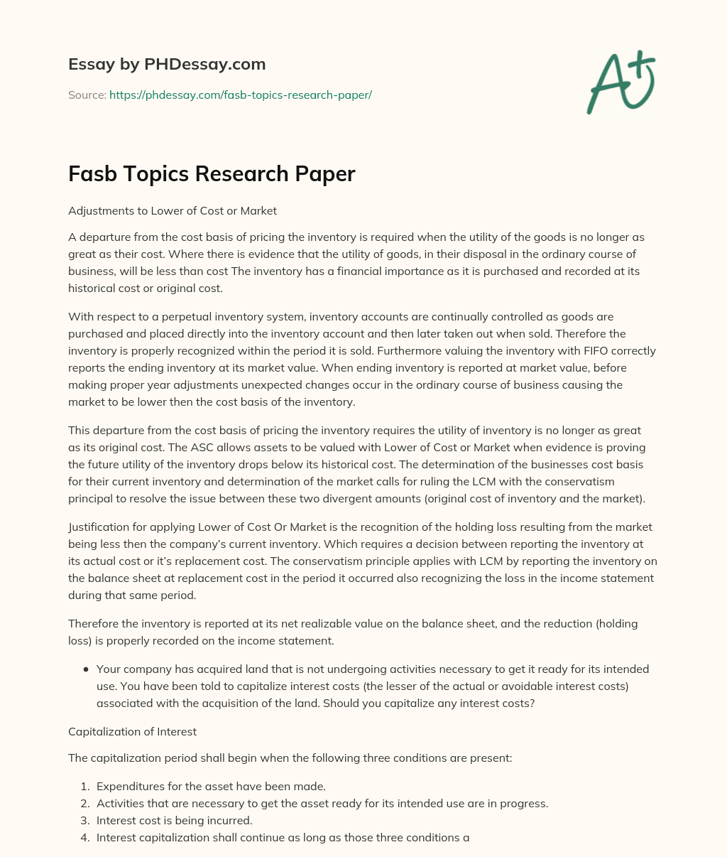 Fasb Topics Research Paper essay