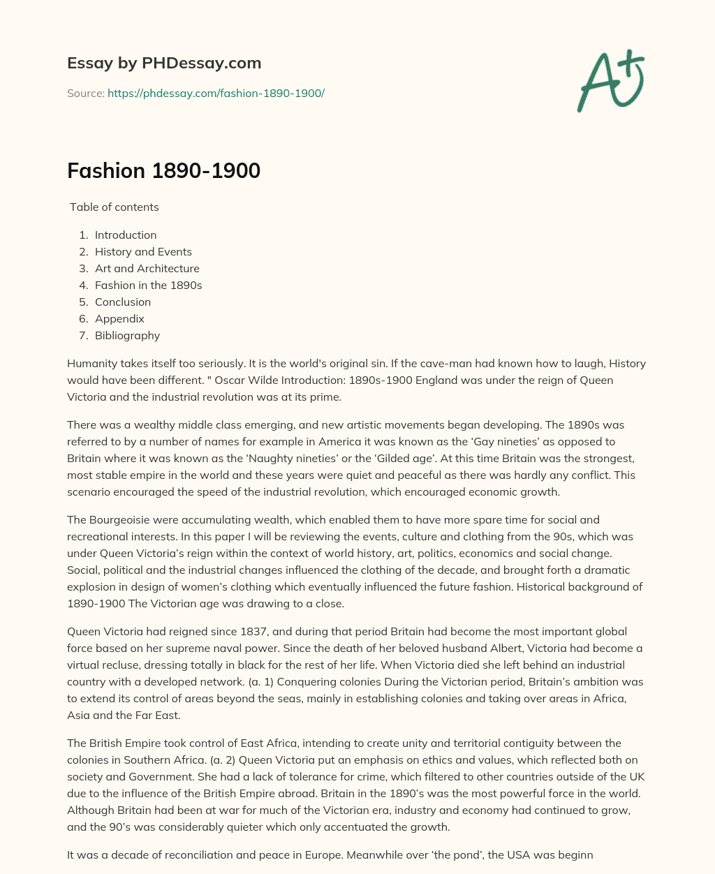 Fashion 1890-1900 essay