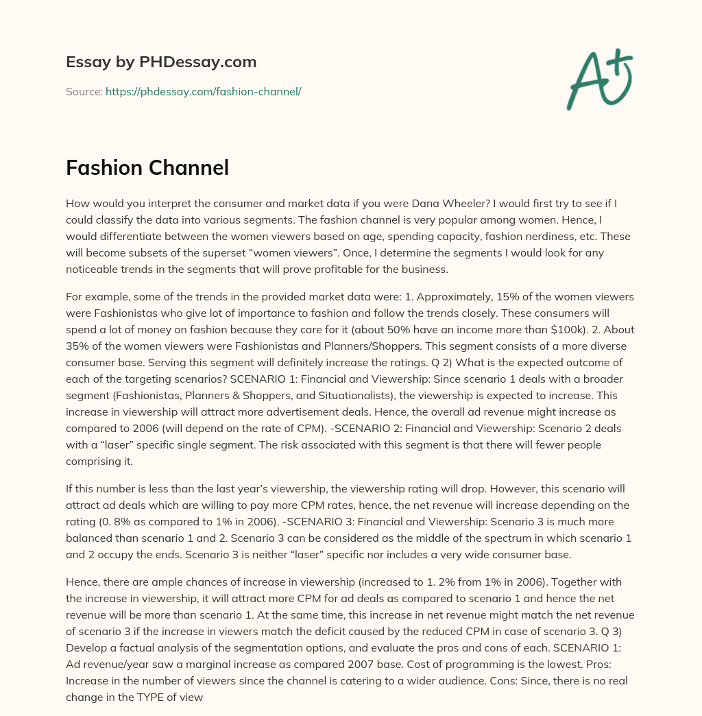 Fashion Channel essay