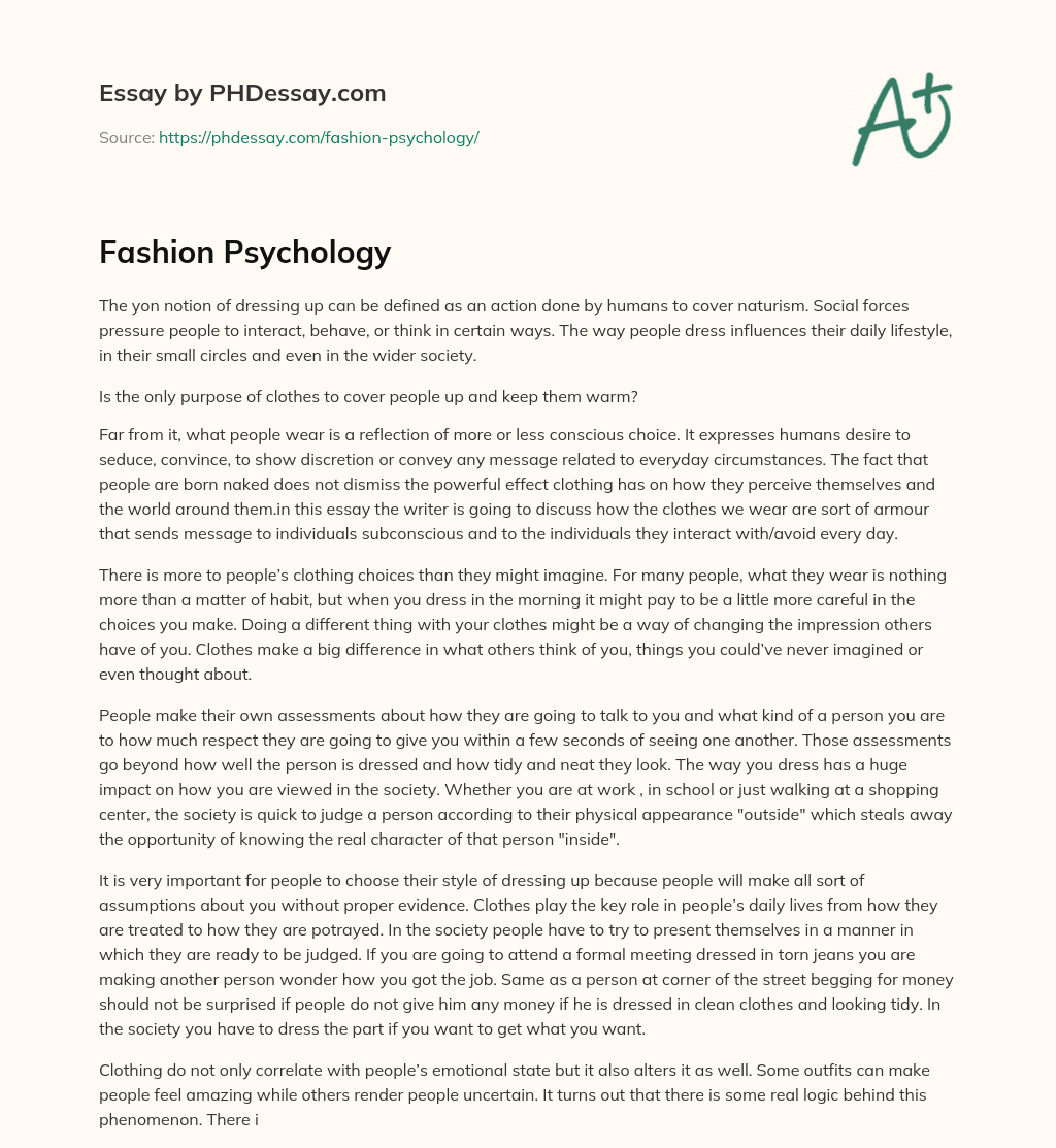 fashion psychology essay