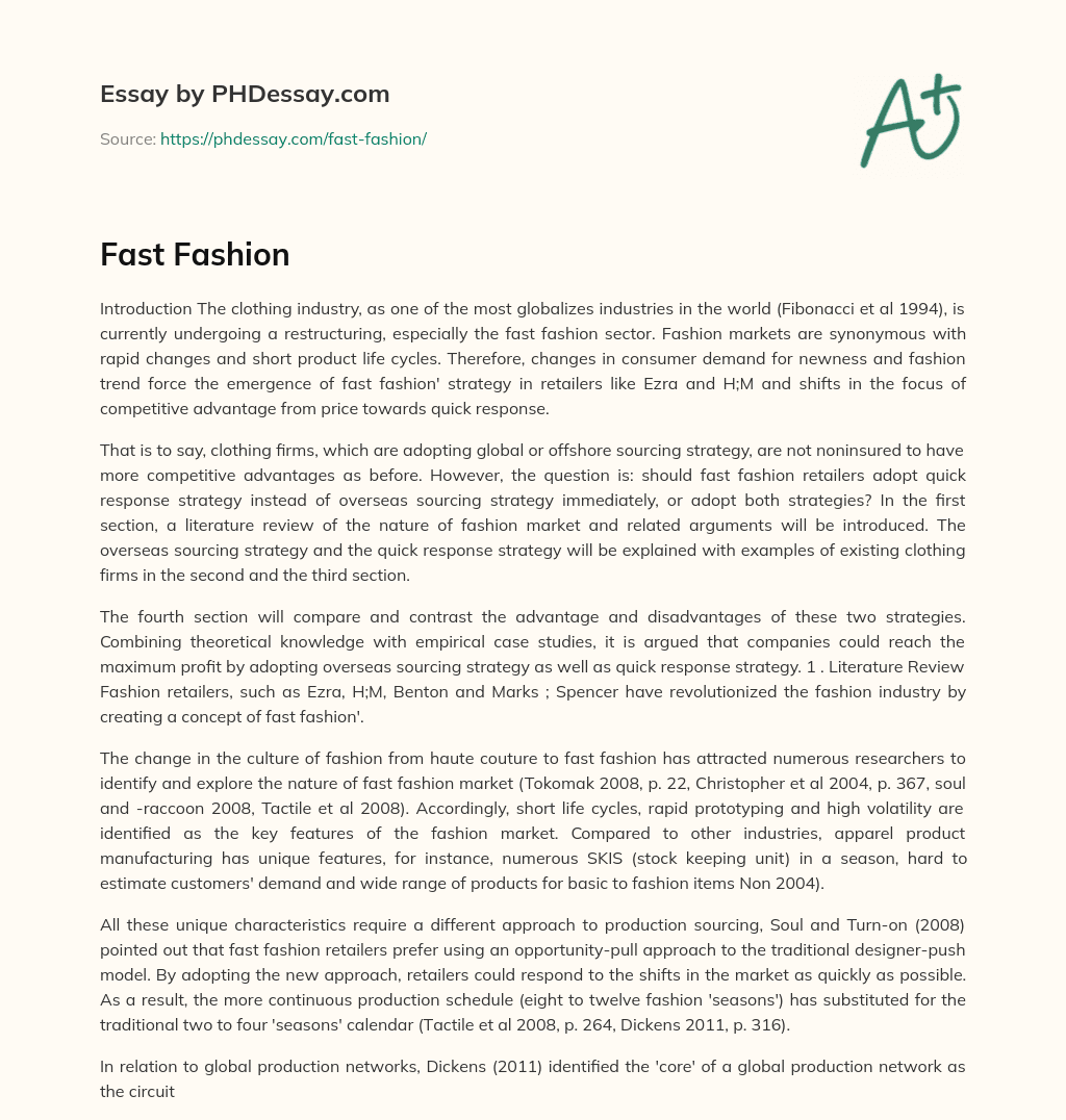 thesis statement about fast fashion