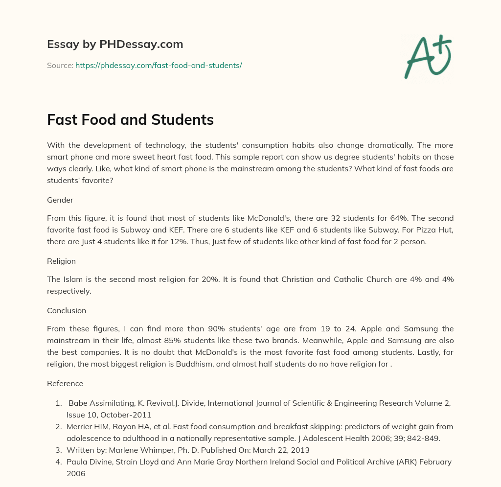 essay about food fast