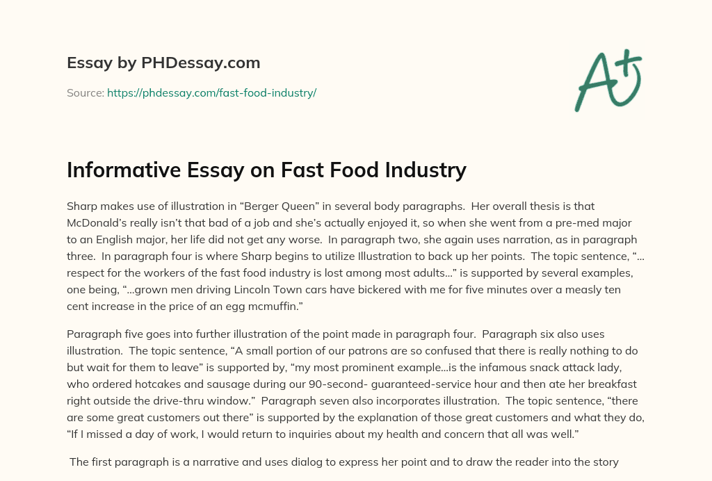 Informative Essay on Fast Food Industry essay