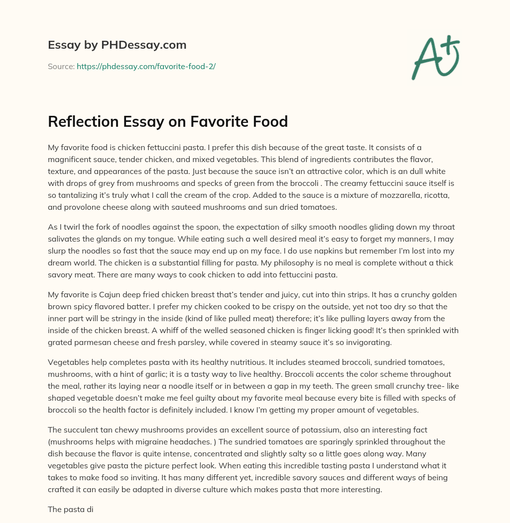 write an essay on the food you like best