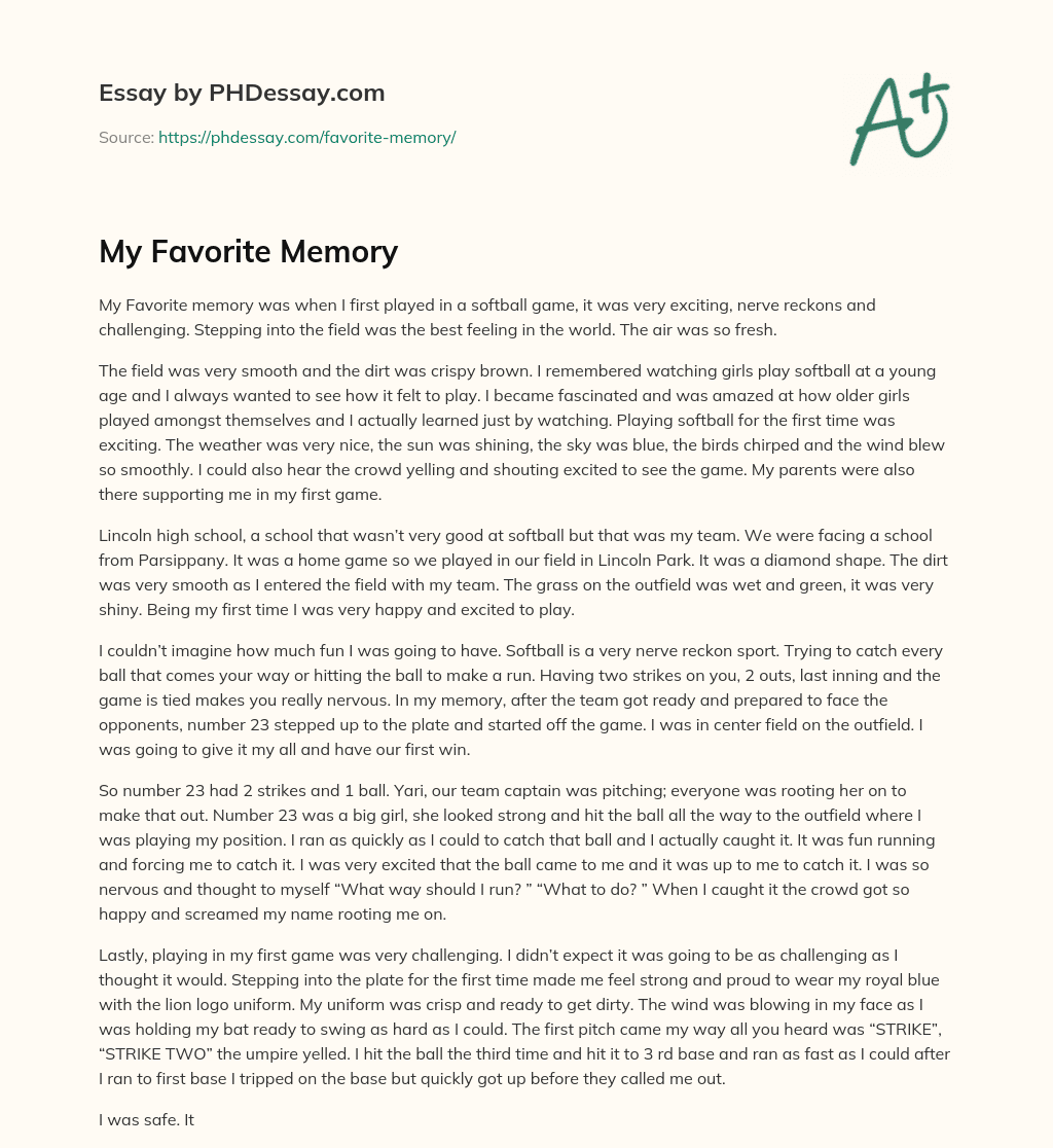 essay about my favorite memory