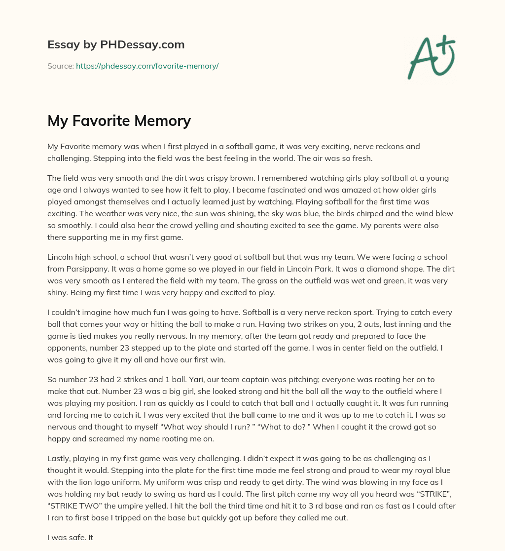 essay on my favorite memory