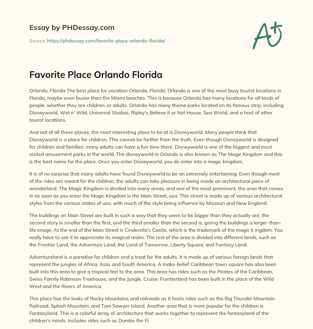Favorite Place Orlando Florida essay