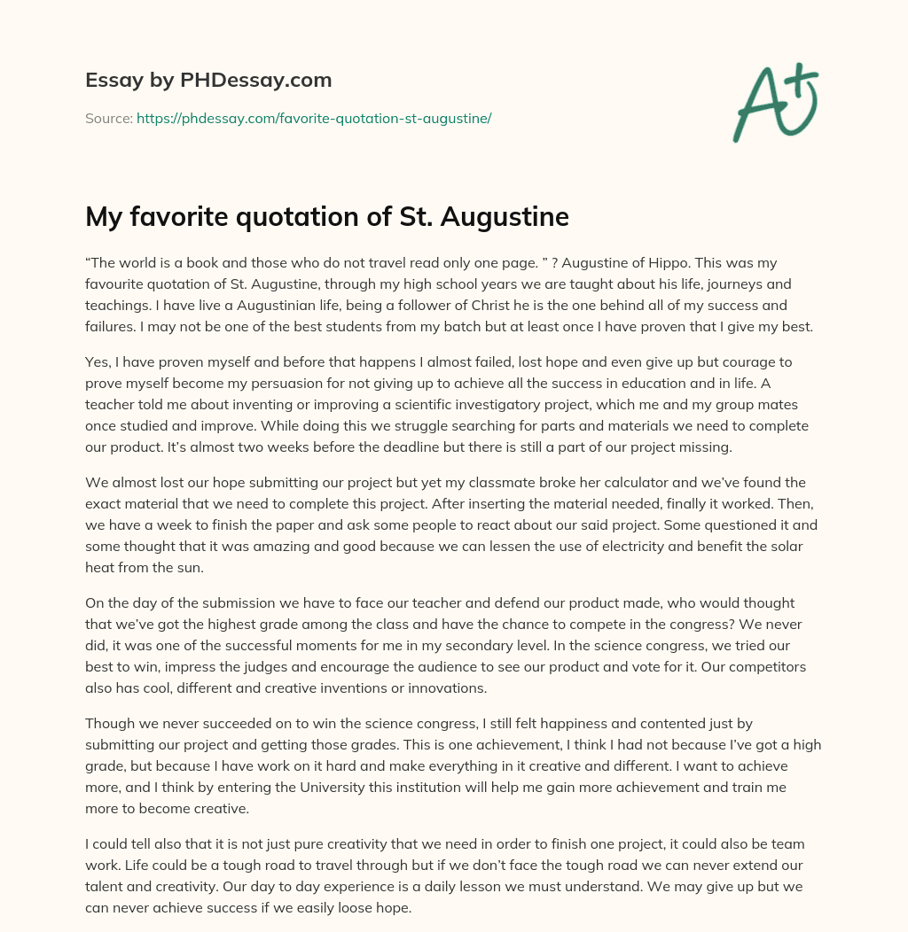 My favorite quotation of St. Augustine essay