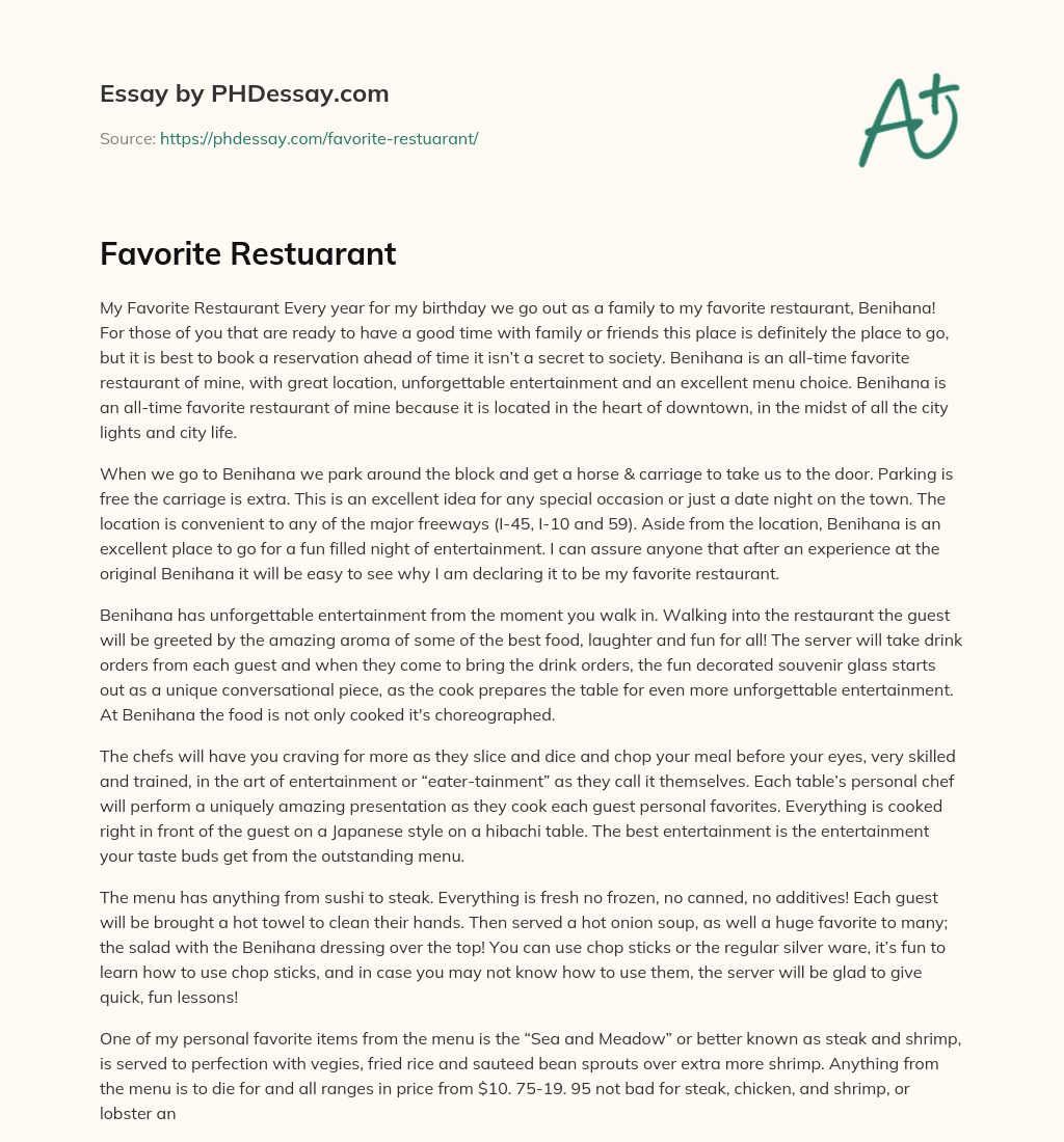 Favorite Restuarant essay