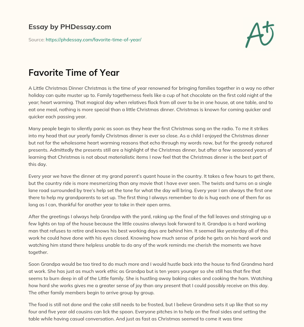 Favorite Time of Year essay