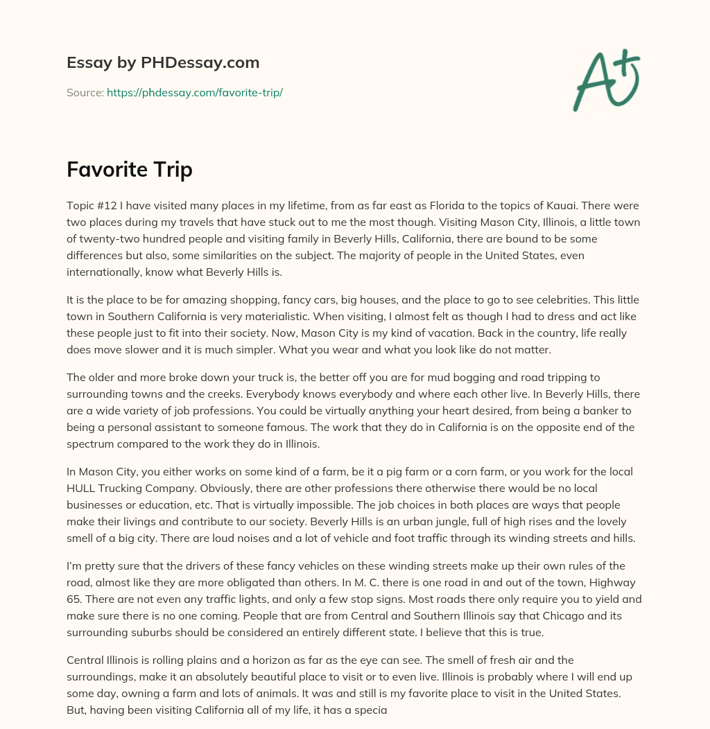Favorite Trip essay