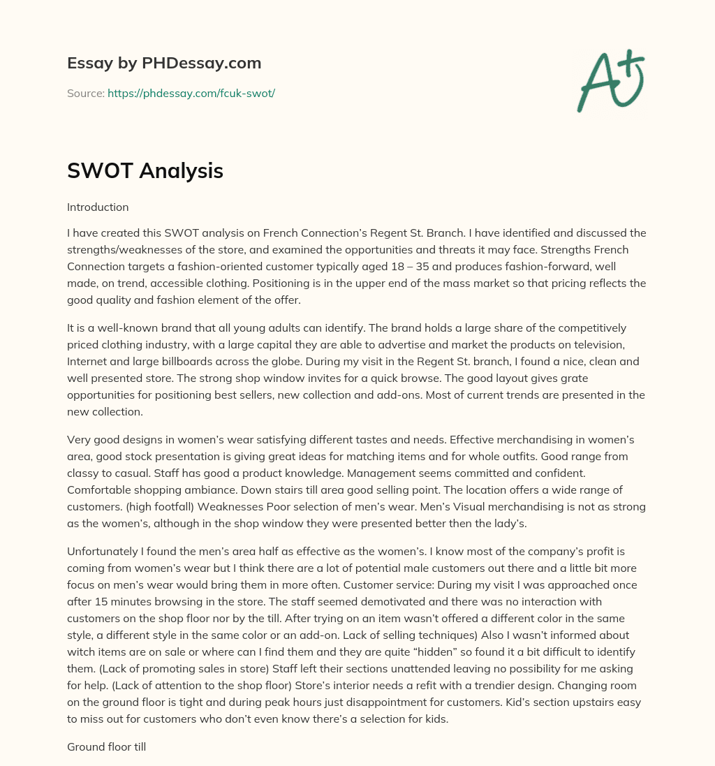 SWOT Analysis essay