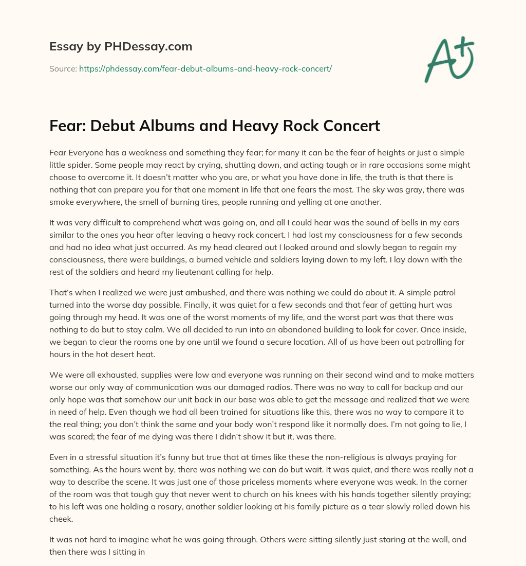 Fear: Debut Albums and Heavy Rock Concert essay