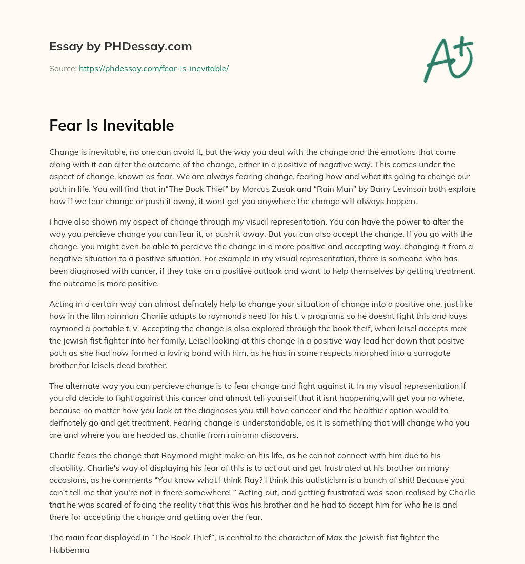 Fear Is Inevitable essay