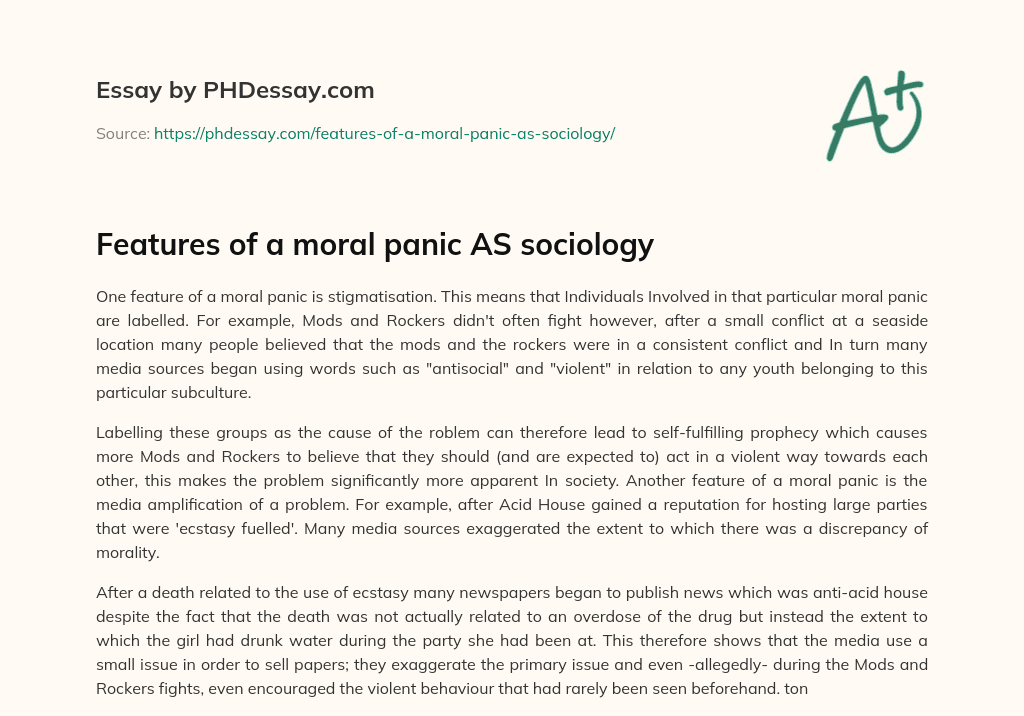 what is moral panic essay