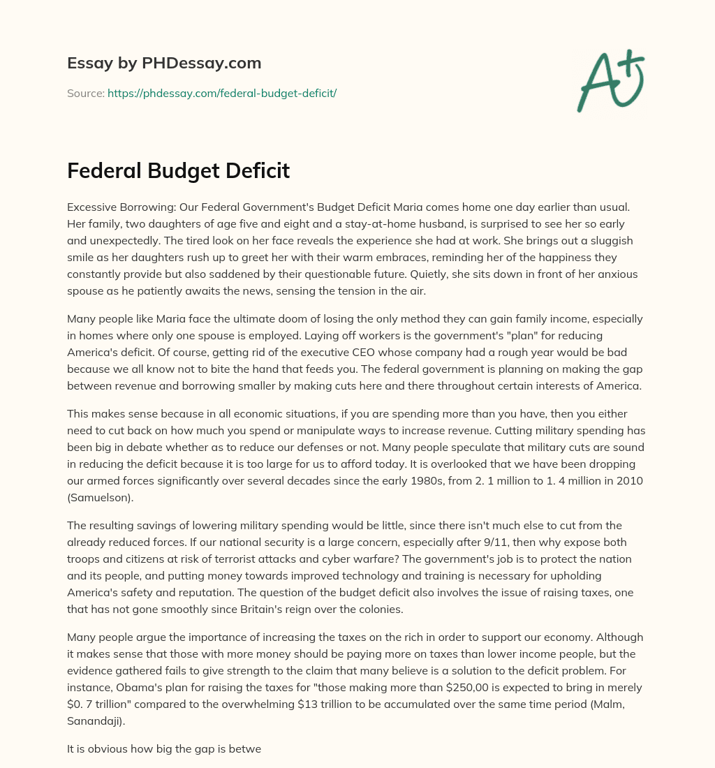 Federal Budget Deficit essay