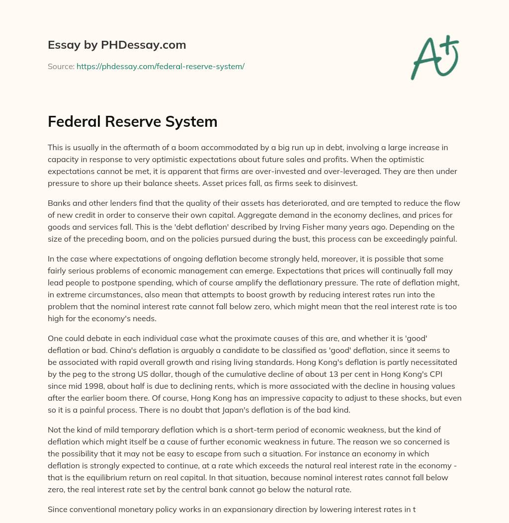 Federal Reserve System essay