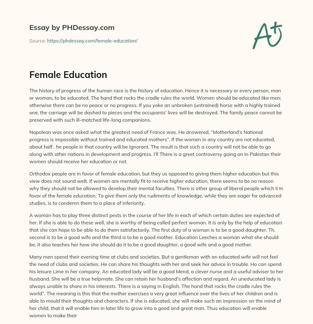 Female Education essay
