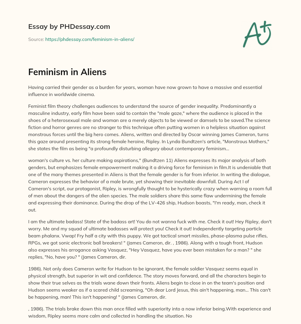 Feminism in Aliens essay