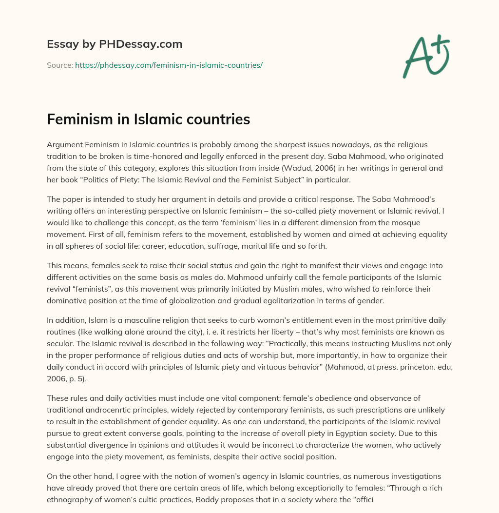 Feminism in Islamic countries essay