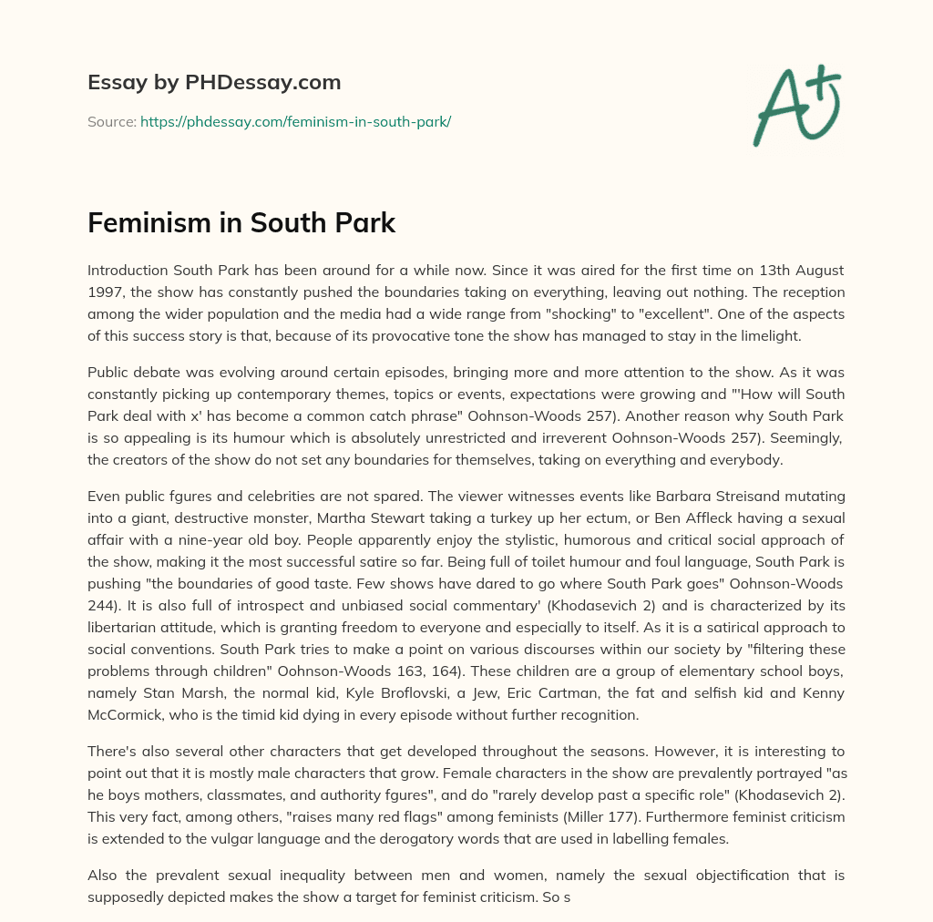 Feminism in South Park essay