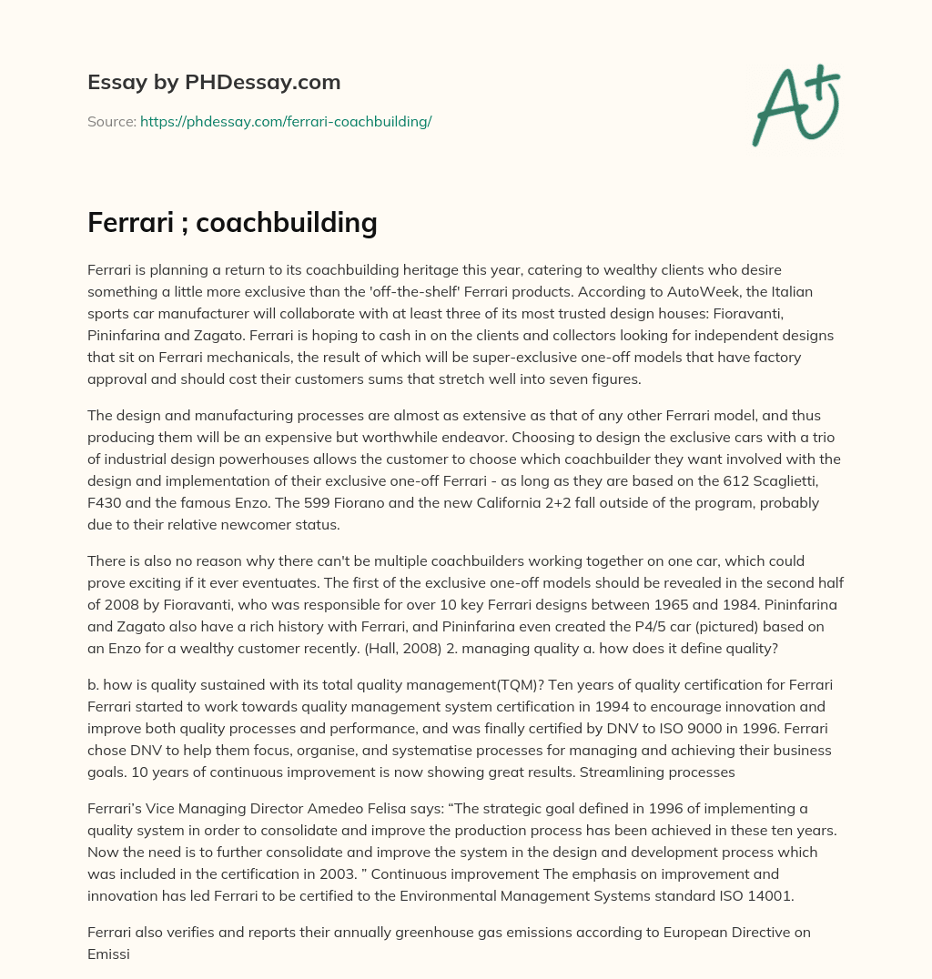 Ferrari ; coachbuilding essay