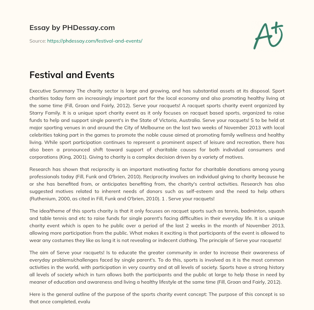 Festival and Events essay