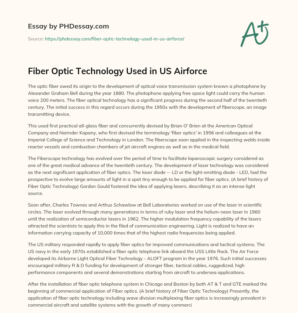 Fiber Optic Technology Used in US Airforce essay