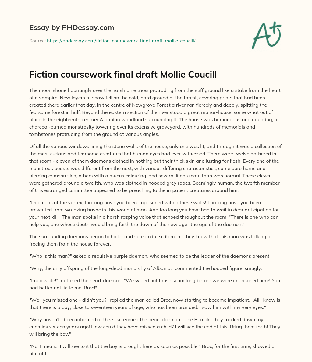 Fiction coursework final draft Mollie Coucill essay