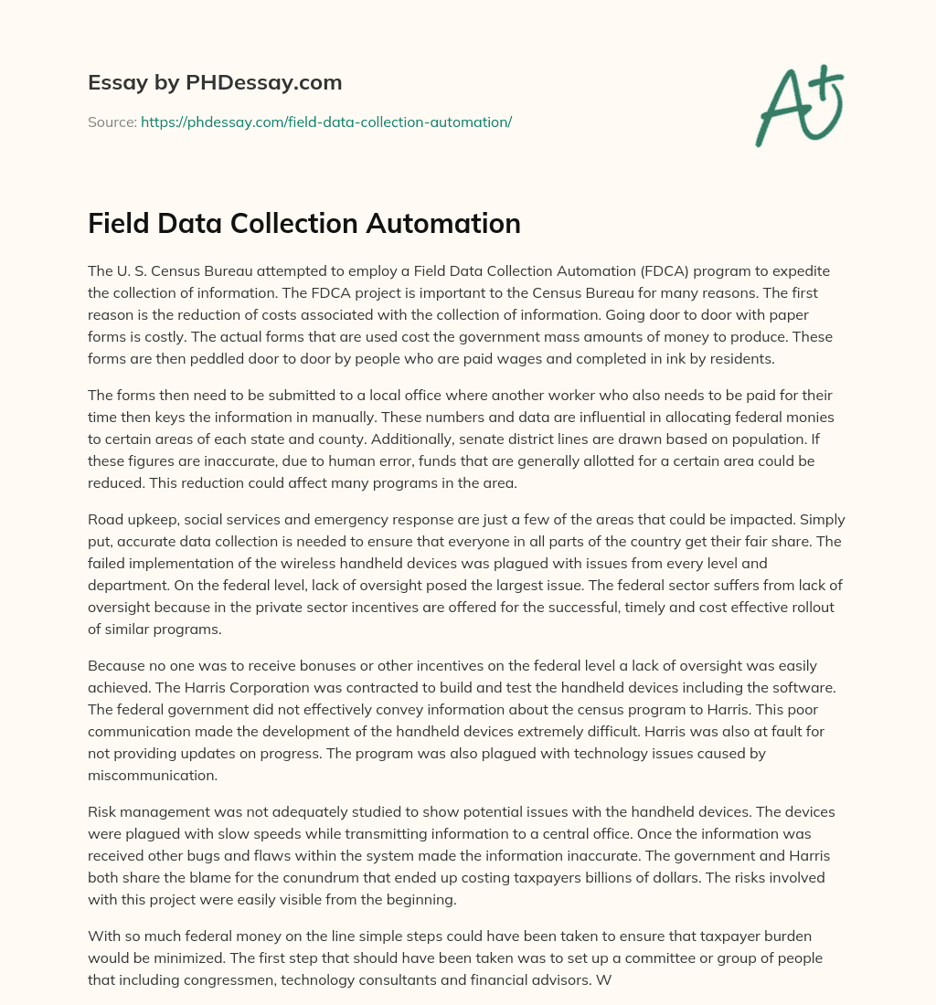 Field Data Collection Automation essay