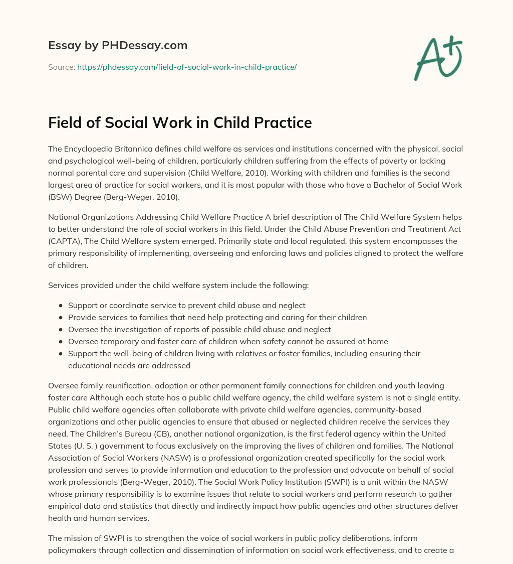 essay on field of social work