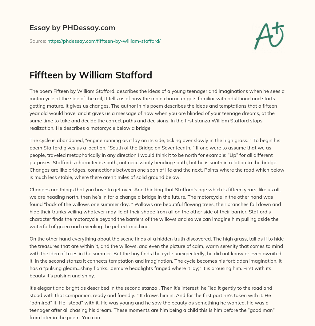 Fiffteen by William Stafford essay