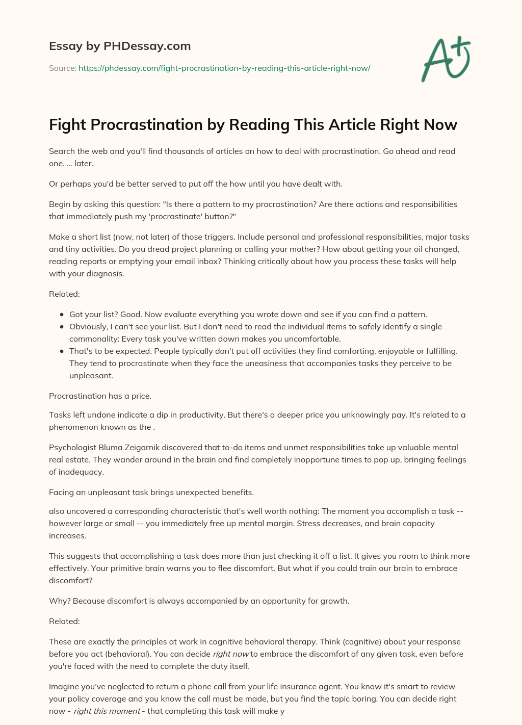 Fight Procrastination by Reading This Article Right Now essay