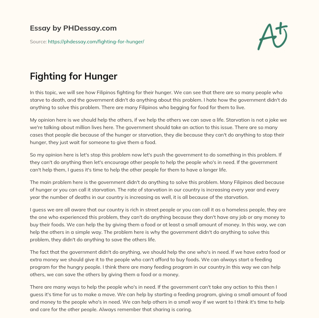 Fighting for Hunger essay
