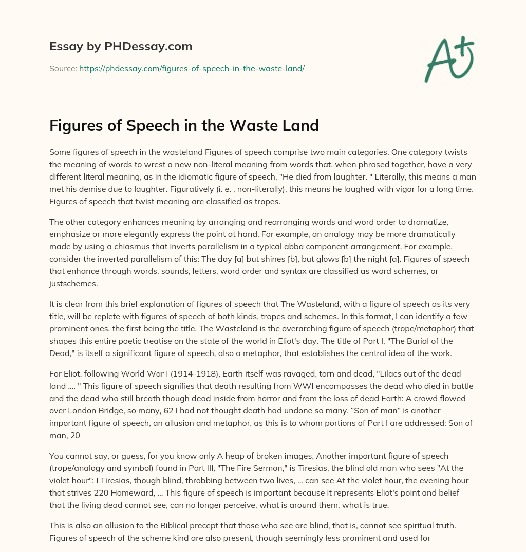 Figures of Speech in the Waste Land essay