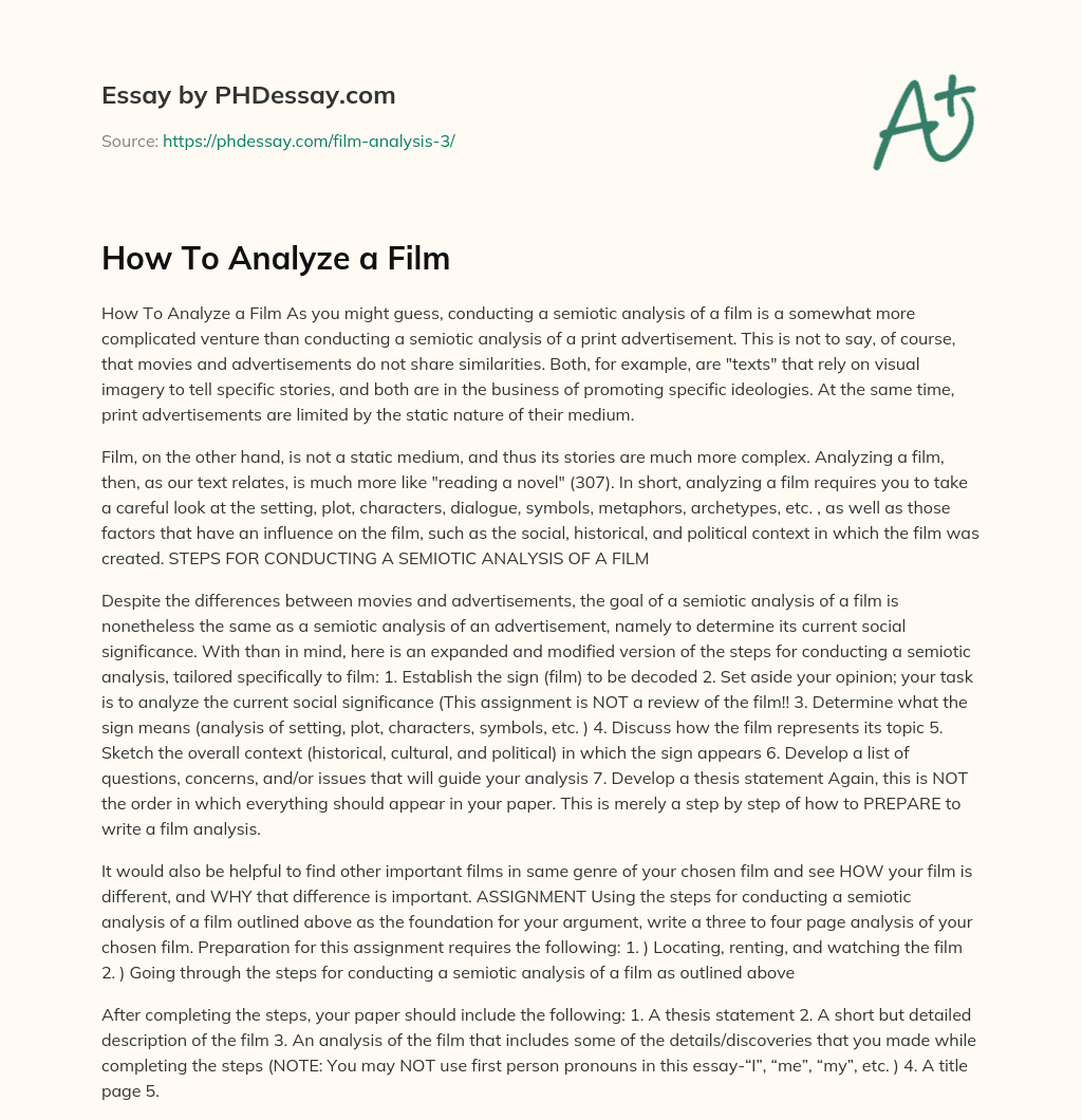 How To Analyze a Film essay
