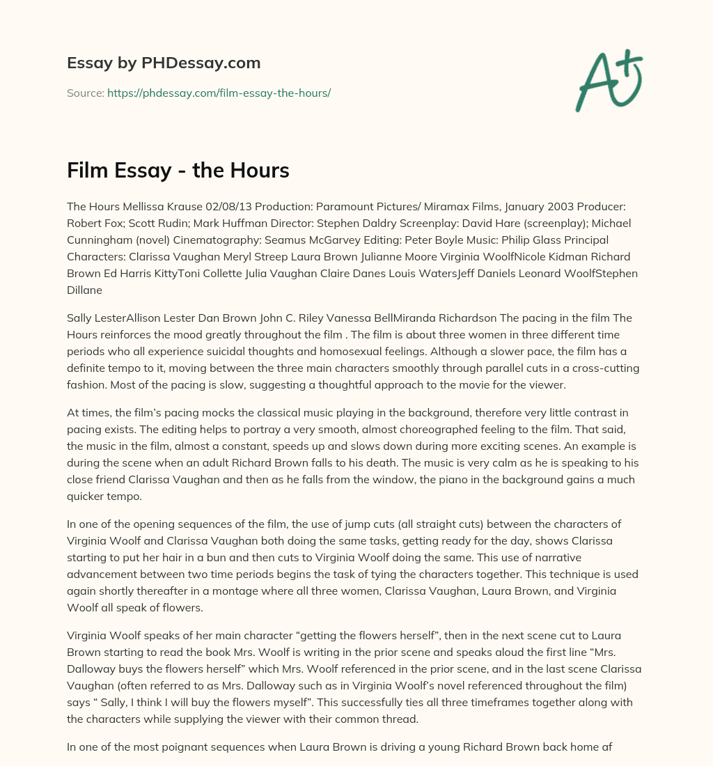 Film Essay – the Hours essay